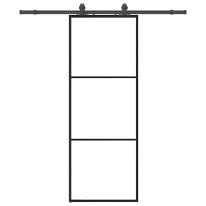 Porta Scorrevole con Ferramenta Nera 76x205 cm in Vetro ESG 3375781