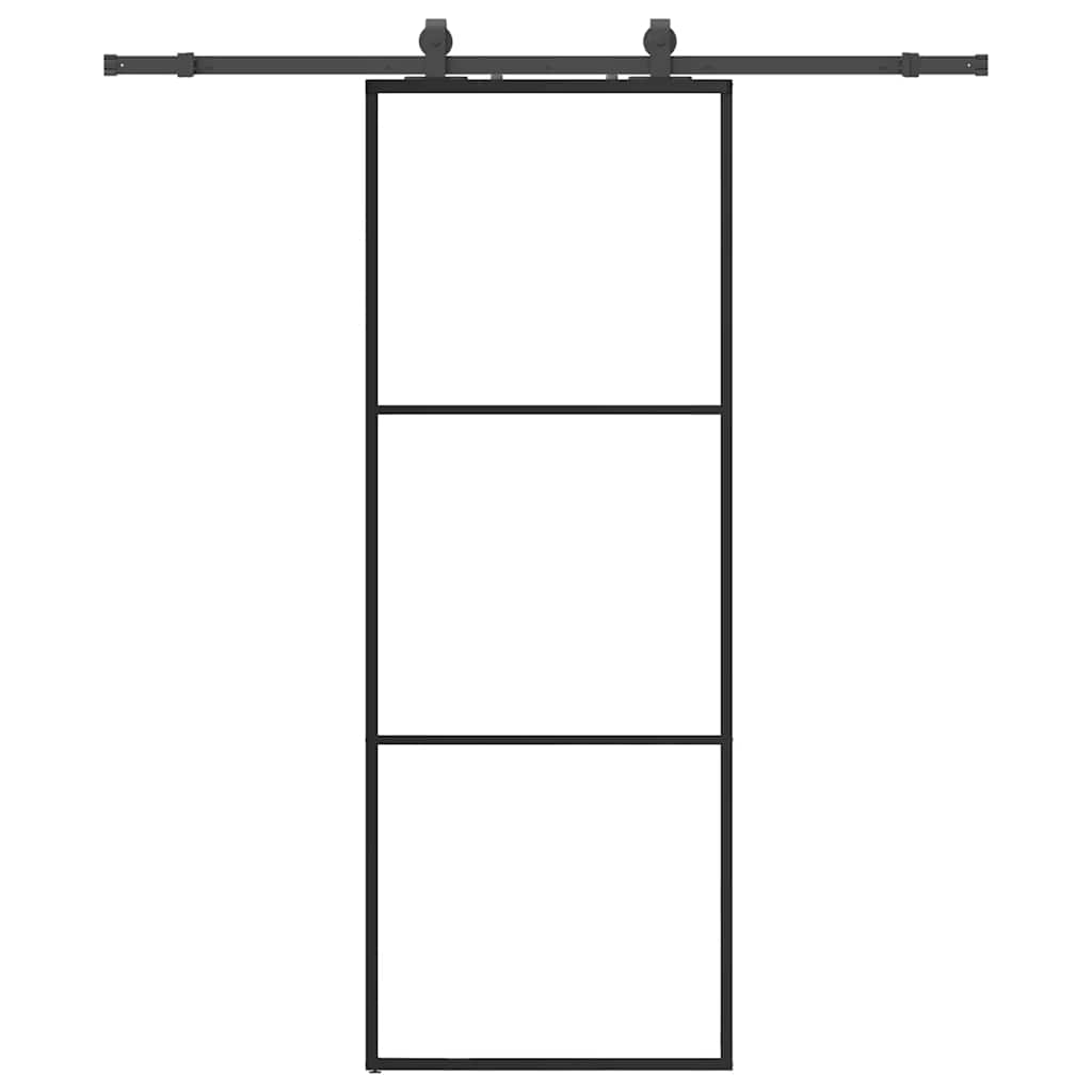 vidaXL Porta Scorrevole con Ferramenta Nera 76x205 cm in Vetro ESG