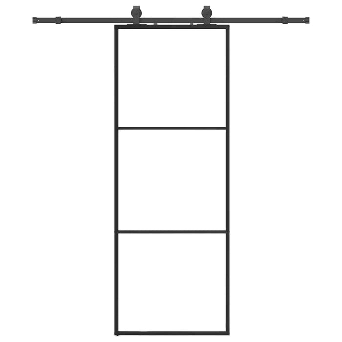 vidaXL Porta Scorrevole con Ferramenta Nera 76x205 cm in Vetro ESG