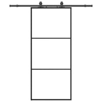 Porta Scorrevole con Ferramenta Nera 90x205 cm in Vetro ESG 3375782