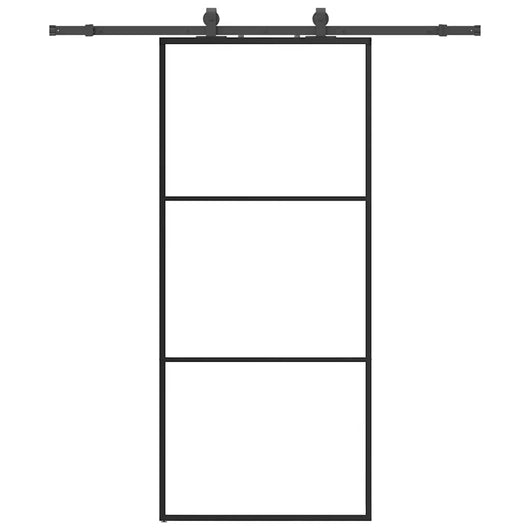 Porta Scorrevole con Ferramenta Nera 90x205 cm in Vetro ESG 3375782