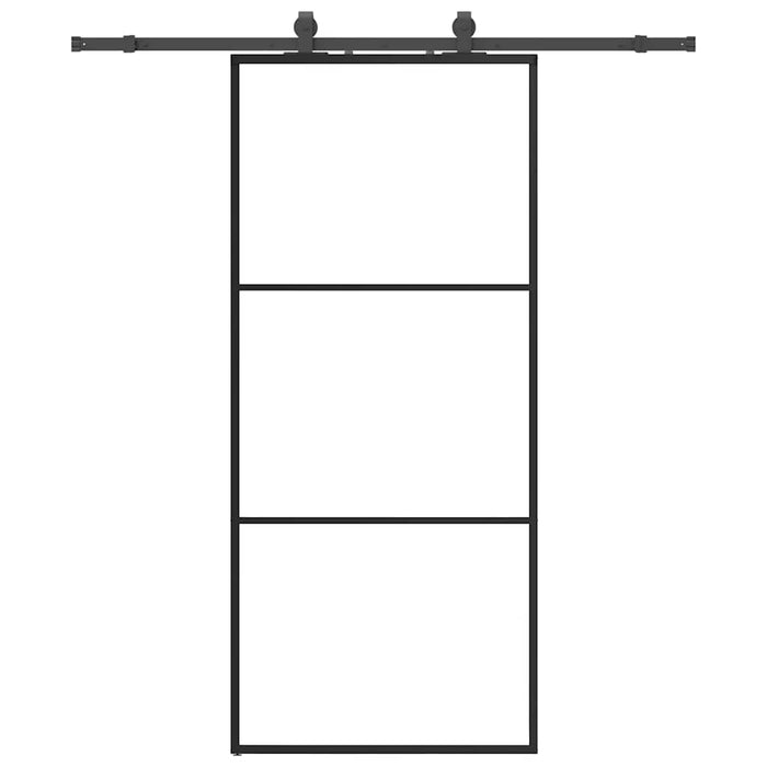Porta Scorrevole con Ferramenta Nera 90x205 cm in Vetro ESG 3375782