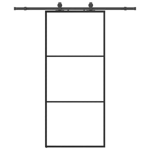 vidaXL Porta Scorrevole con Ferramenta Nera 90x205 cm in Vetro ESG