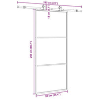 Porta Scorrevole con Ferramenta Nera 90x205 cm in Vetro ESG 3375782
