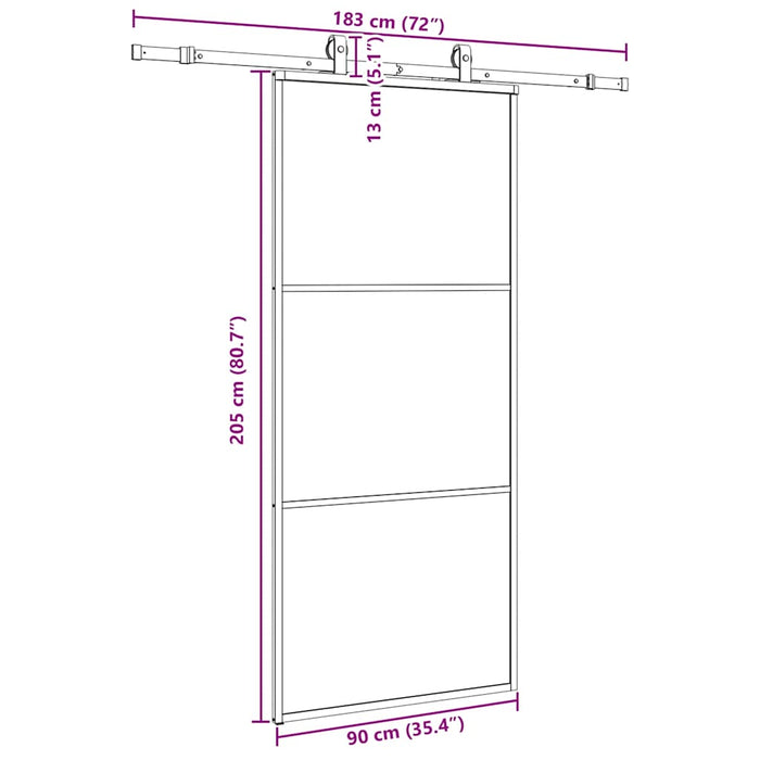 Porta Scorrevole con Ferramenta Nera 90x205 cm in Vetro ESG 3375782