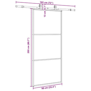 vidaXL Porta Scorrevole con Ferramenta Nera 90x205 cm in Vetro ESG