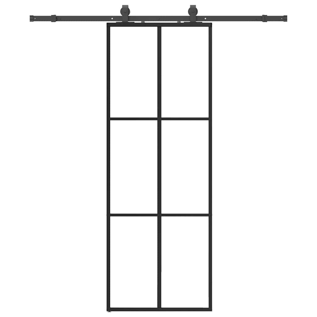 Porta Scorrevole con Ferramenta Nera 76x205 cm in Vetro ESG 3375784