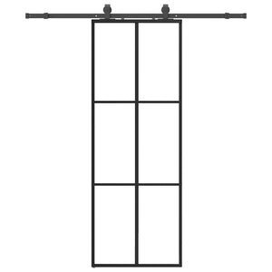Porta Scorrevole con Ferramenta Nera 76x205 cm in Vetro ESG 3375784
