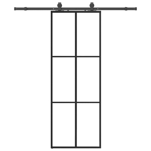 Porta Scorrevole con Ferramenta Nera 76x205 cm in Vetro ESG 3375784