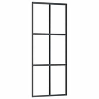 Porta Scorrevole con Ferramenta Nera 90x205 cm in Vetro ESG