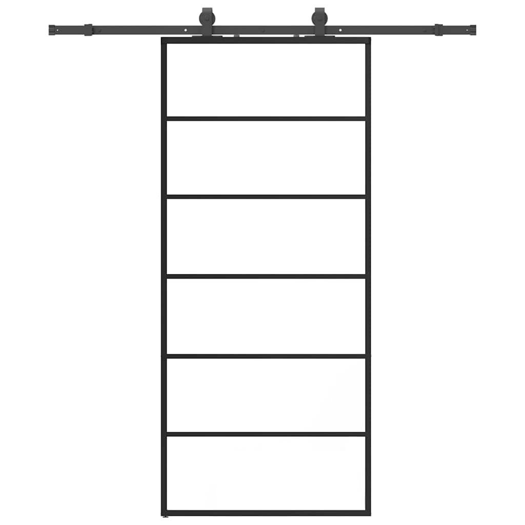 Porta Scorrevole con Ferramenta Nera 90x205 cm in Vetro ESG 3375788