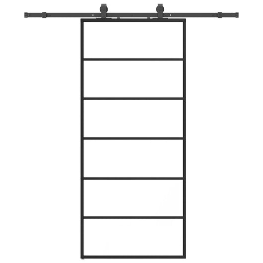 Porta Scorrevole con Ferramenta Nera 90x205 cm in Vetro ESG 3375788