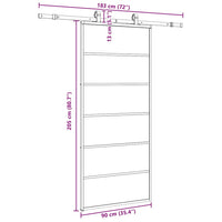 vidaXL Porta Scorrevole con Ferramenta Nera 90x205 cm in Vetro ESG