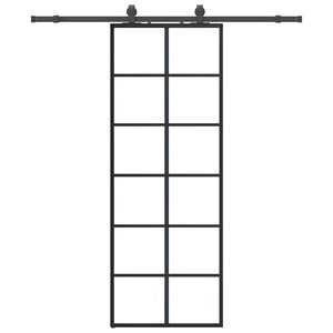 Porta Scorrevole con Ferramenta Nera 76x205 cm in Vetro ESG 3375790