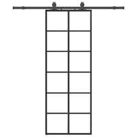 Porta Scorrevole con Ferramenta Nera 76x205 cm in Vetro ESG