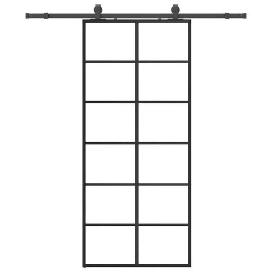 Porta Scorrevole con Ferramenta Nera 90x205 cm in Vetro ESG