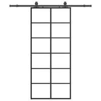 Porta Scorrevole con Ferramenta Nera 90x205 cm in Vetro ESG 3375791