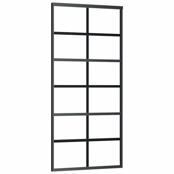 Porta Scorrevole con Ferramenta Nera 90x205 cm in Vetro ESG