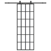 Porta Scorrevole con Ferramenta Nera 76x205 cm in Vetro ESG