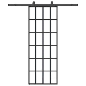 Porta Scorrevole con Ferramenta Nera 76x205 cm in Vetro ESG