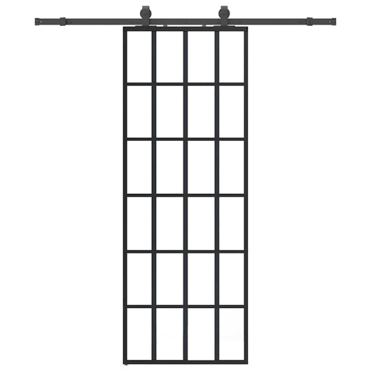Porta Scorrevole con Ferramenta Nera 76x205 cm in Vetro ESG
