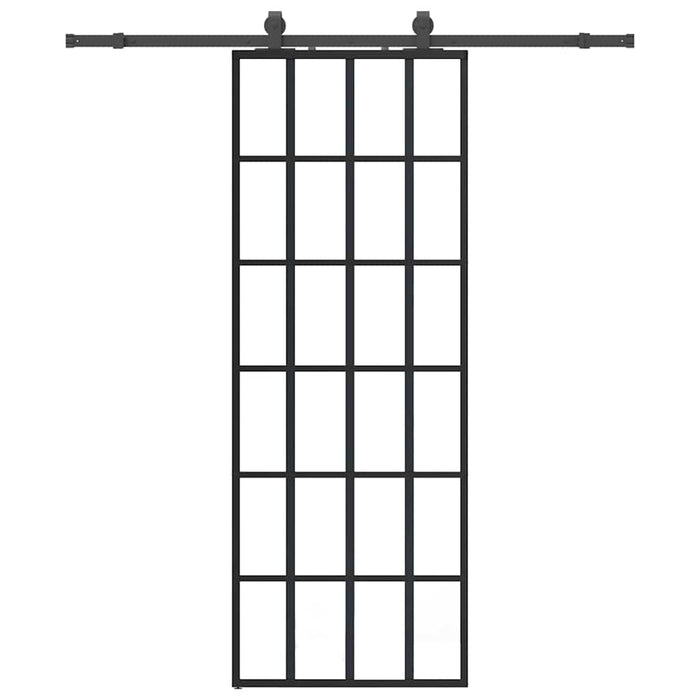 Porta Scorrevole con Ferramenta Nera 76x205 cm in Vetro ESG