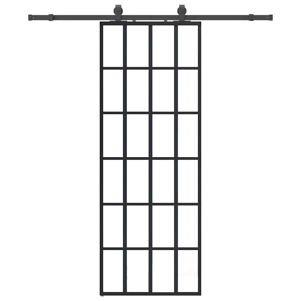 Porta Scorrevole con Ferramenta Nera 76x205 cm in Vetro ESG 3375793