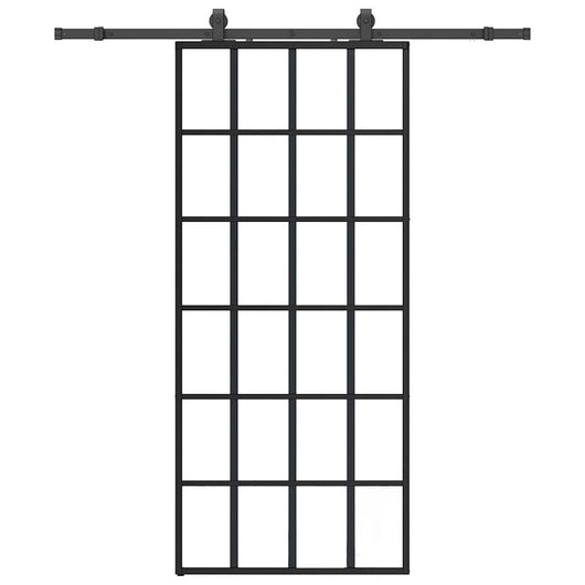 Porta Scorrevole con Ferramenta Nera 90x205 cm in Vetro ESG 3375794
