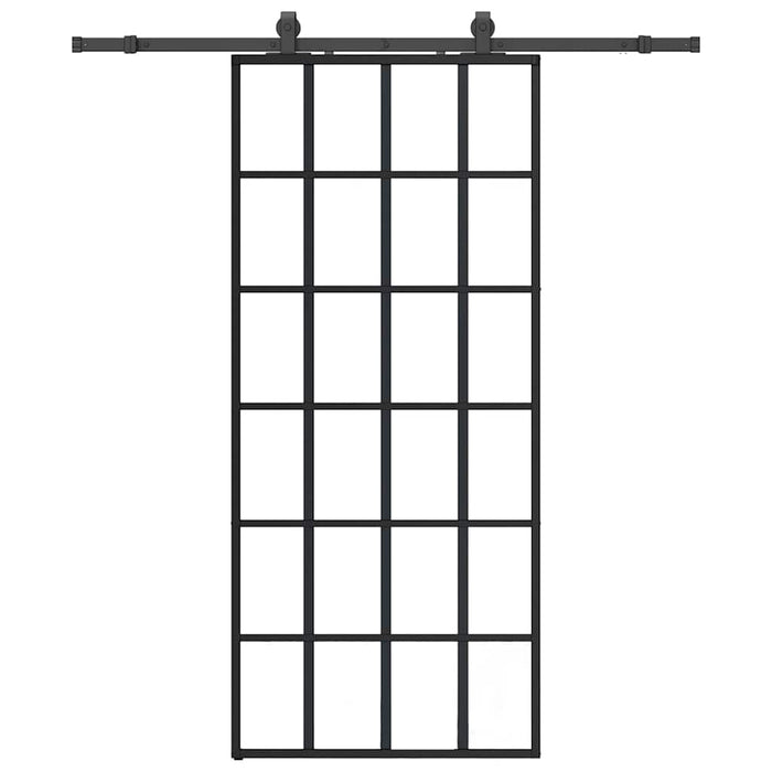 Porta Scorrevole con Ferramenta Nera 90x205 cm in Vetro ESG 3375794
