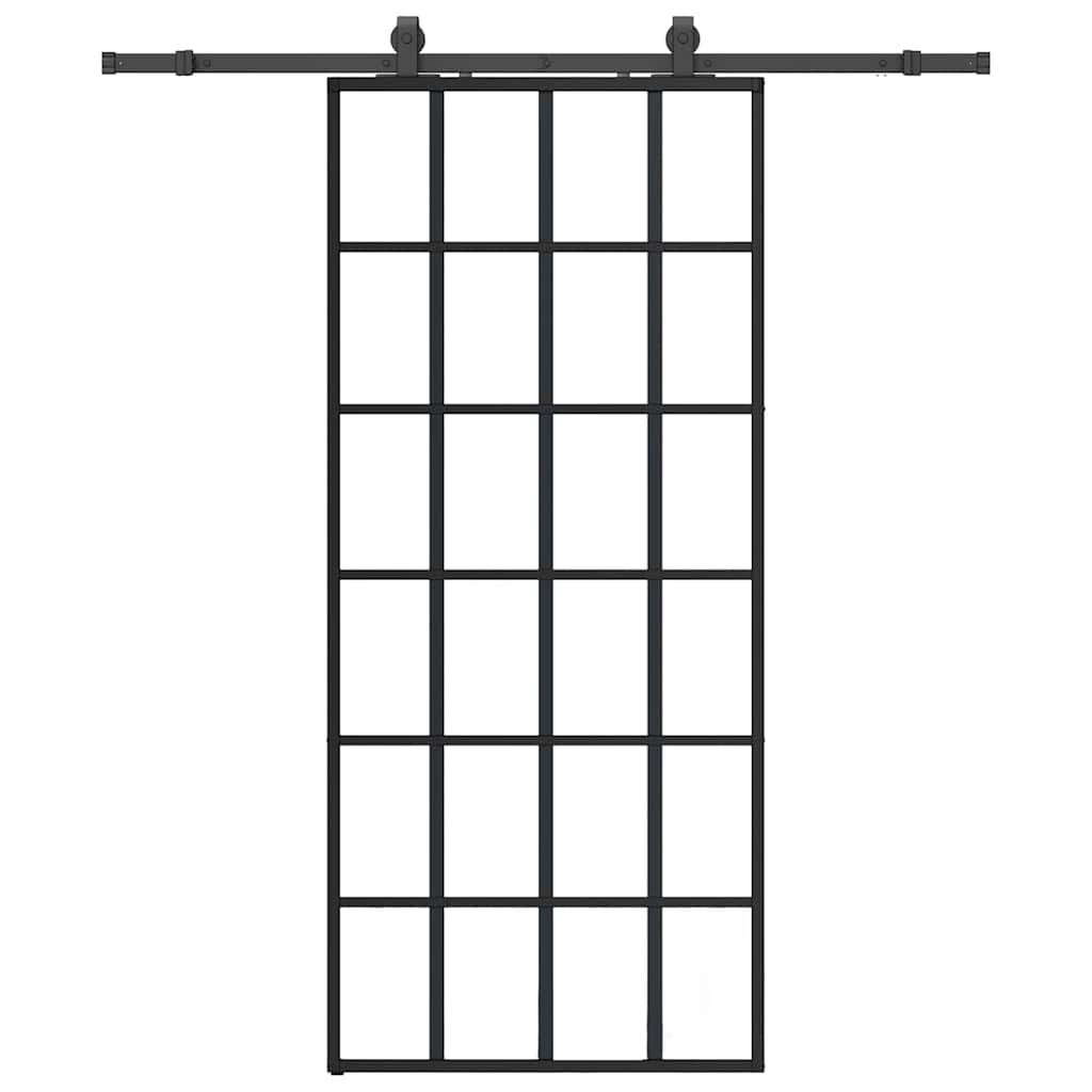 vidaXL Porta Scorrevole con Ferramenta Nera 90x205 cm in Vetro ESG
