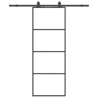 Porta Scorrevole con Ferramenta Nera 76x205 cm in Vetro ESG 3375796