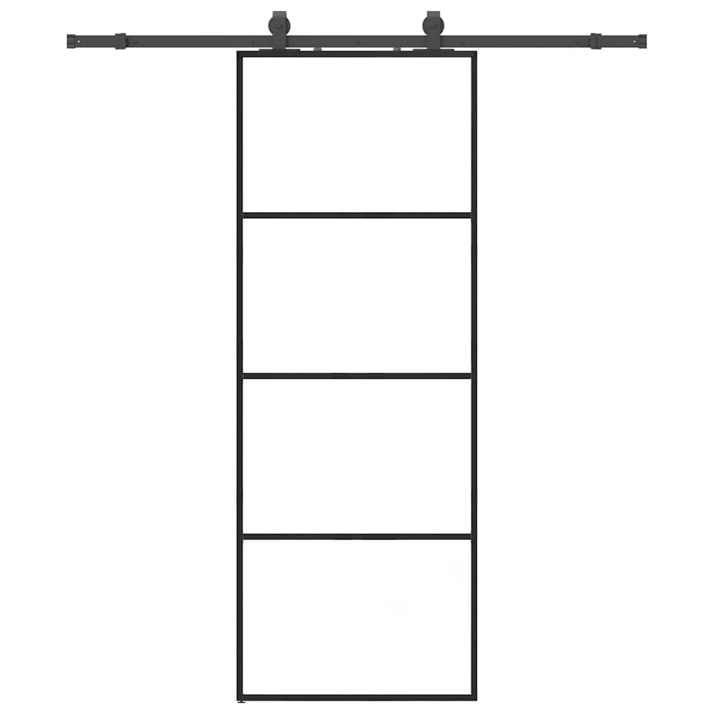 vidaXL Porta Scorrevole con Ferramenta Nera 76x205 cm in Vetro ESG