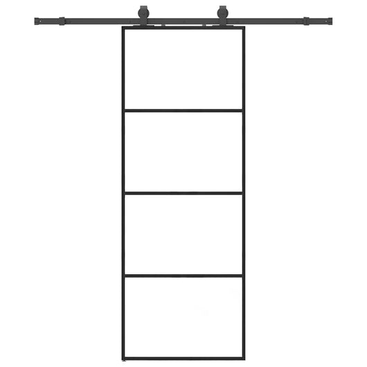 vidaXL Porta Scorrevole con Ferramenta Nera 76x205 cm in Vetro ESG