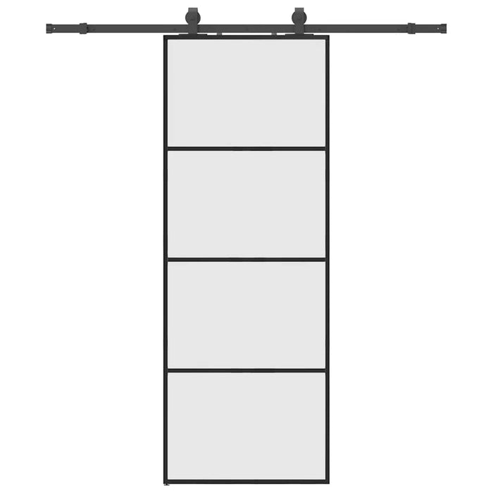 Porta Scorrevole con Ferramenta Nera 76x205 cm in Vetro ESG 3375797