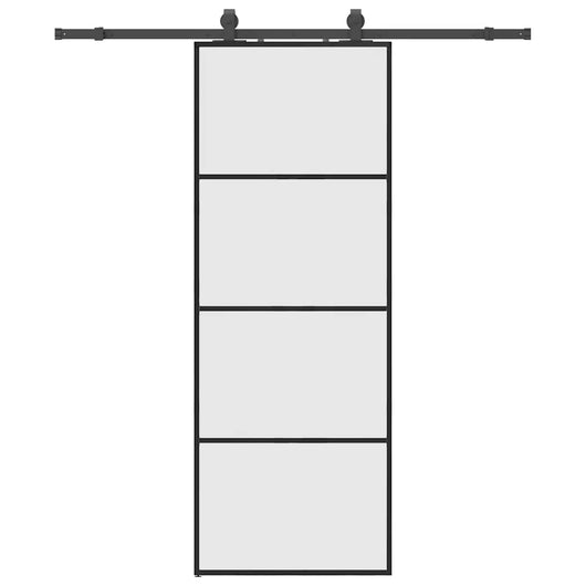 vidaXL Porta Scorrevole con Ferramenta Nera 76x205 cm in Vetro ESG