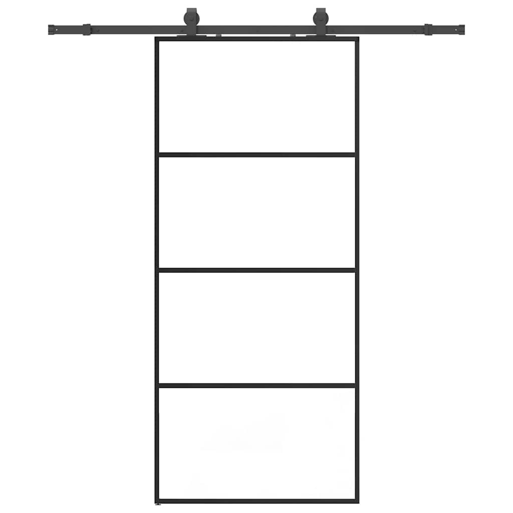 Porta Scorrevole con Ferramenta Nera 90x205 cm in Vetro ESG 3375798