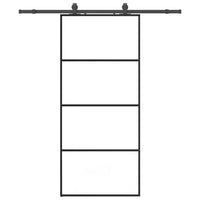 Porta Scorrevole con Ferramenta Nera 90x205 cm in Vetro ESG 3375798