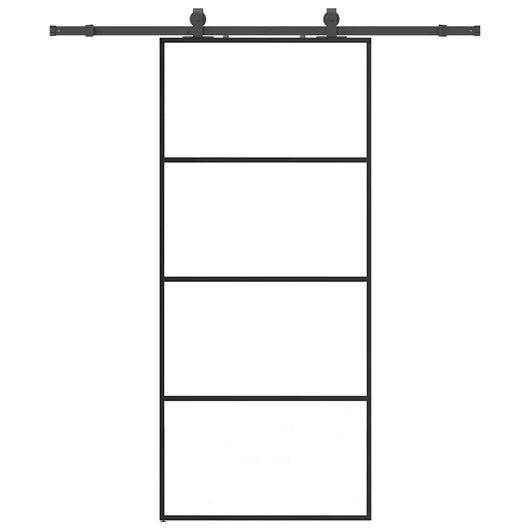 Porta Scorrevole con Ferramenta Nera 90x205 cm in Vetro ESG 3375798