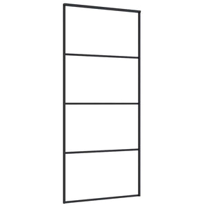 Porta Scorrevole con Ferramenta Nera 90x205 cm in Vetro ESG 3375798
