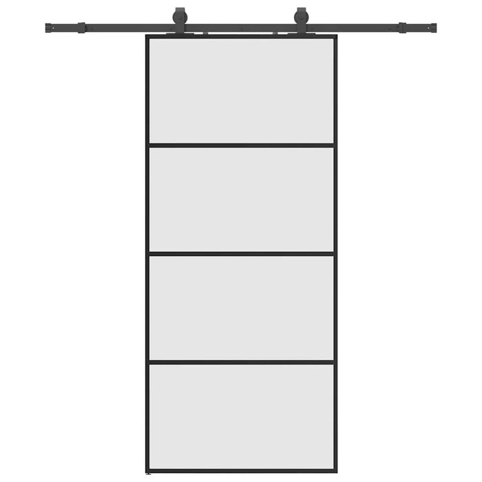 Porta Scorrevole con Ferramenta Nera 90x205 cm in Vetro ESG 3375799