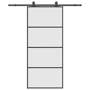 Porta Scorrevole con Ferramenta Nera 90x205 cm in Vetro ESG