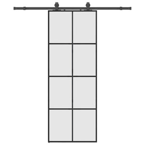 Porta Scorrevole con Ferramenta Nera 76x205 cm in Vetro ESG 3375803