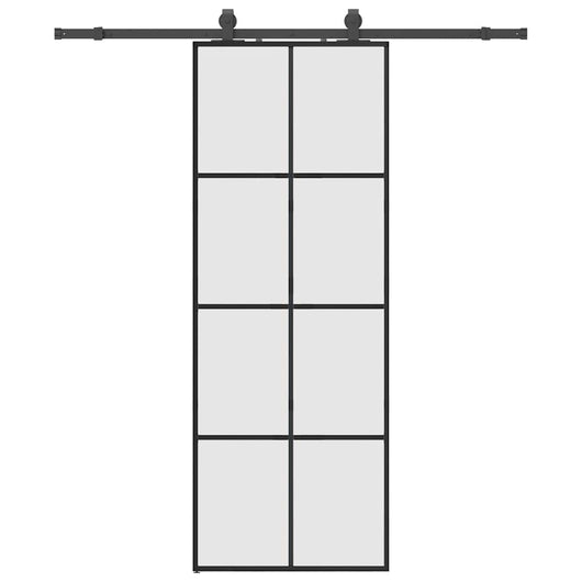 Porta Scorrevole con Ferramenta Nera 76x205 cm in Vetro ESG 3375803