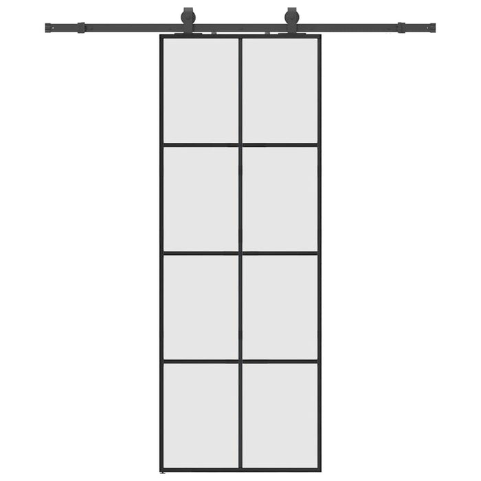 Porta Scorrevole con Ferramenta Nera 76x205 cm in Vetro ESG 3375803