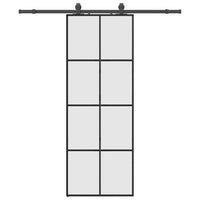 Porta Scorrevole con Ferramenta Nera 76x205 cm in Vetro ESG