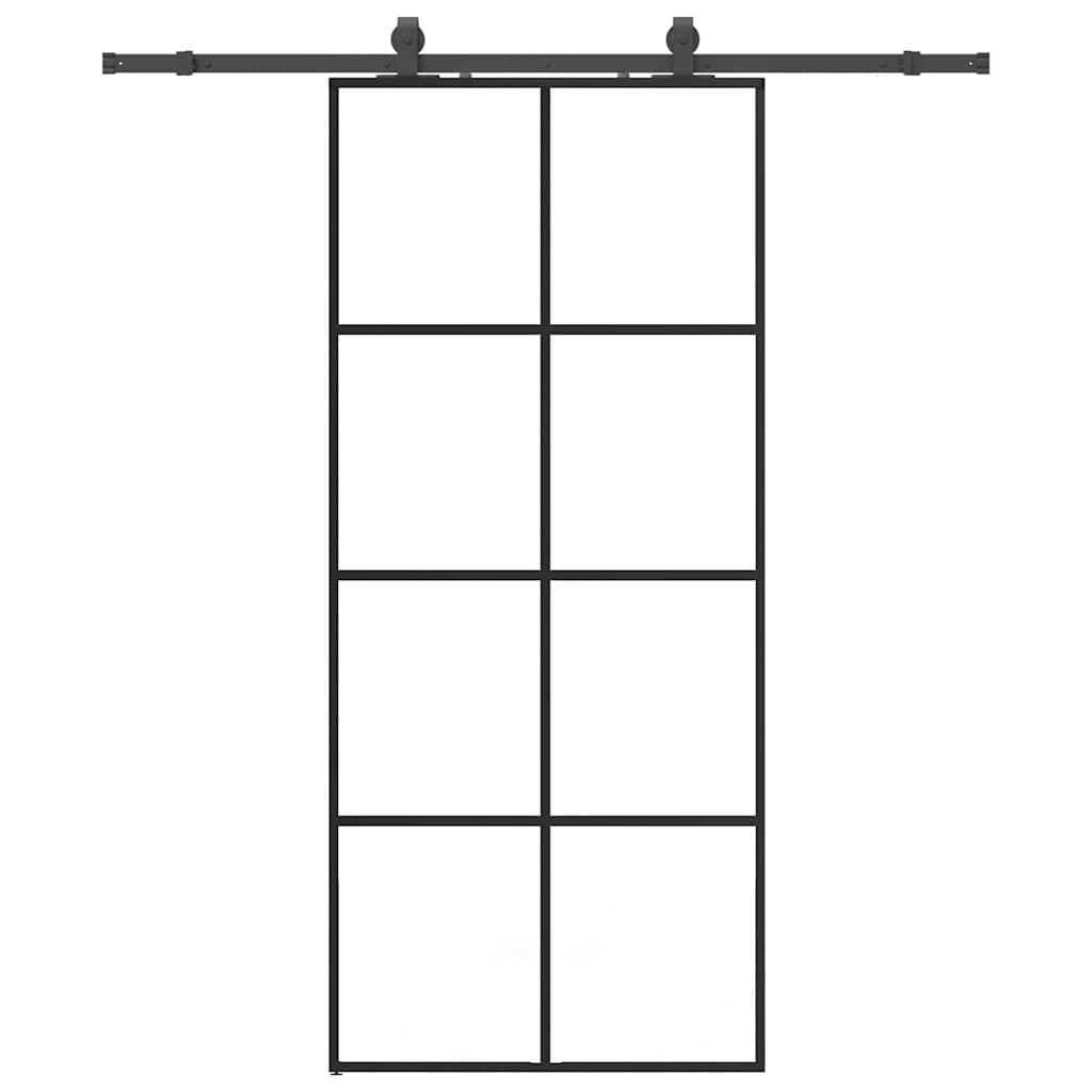 vidaXL Porta Scorrevole con Ferramenta Nera 90x205 cm in Vetro ESG