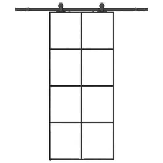 Porta Scorrevole con Ferramenta Nera 90x205 cm in Vetro ESG 3375804