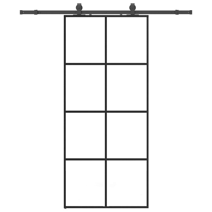 Porta Scorrevole con Ferramenta Nera 90x205 cm in Vetro ESG 3375804