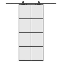 Porta Scorrevole con Ferramenta Nera 90x205 cm in Vetro ESG 3375805