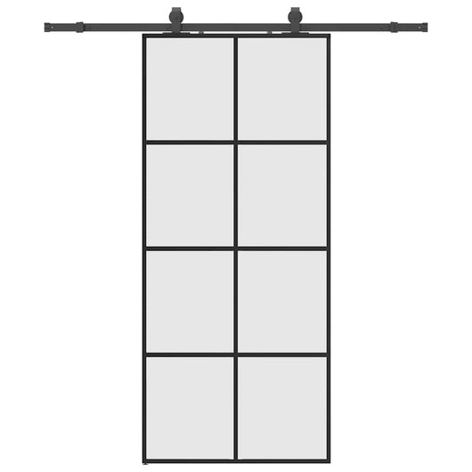 Porta Scorrevole con Ferramenta Nera 90x205 cm in Vetro ESG 3375805